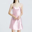 Women Nightgown Thin Suspenders Imitation Silk Nightdress Ice Ladies Bottoming Skirt Suspender Skirt Homewear (Color : Pink, Size : X-Large)