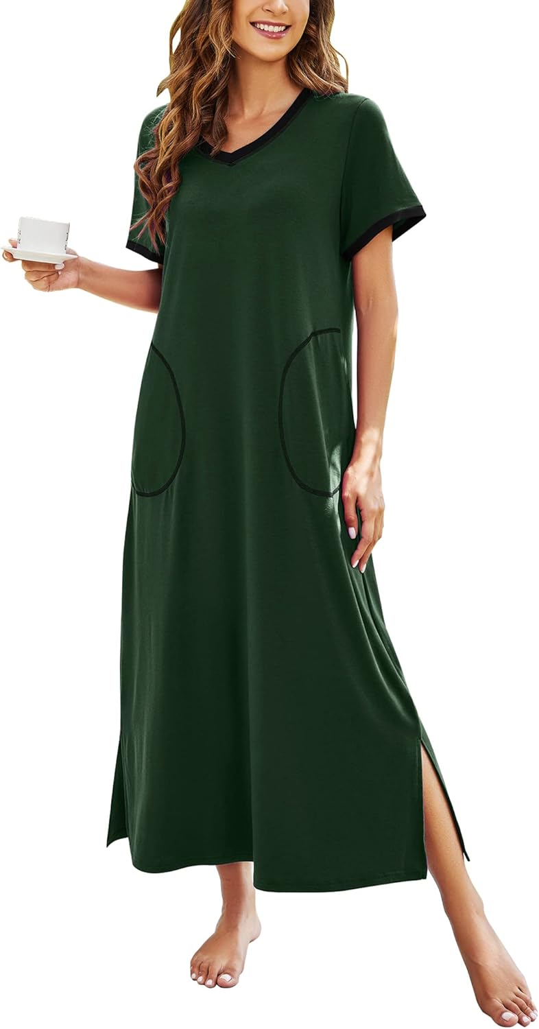 Women Full Length Short Sleeve Nightgown