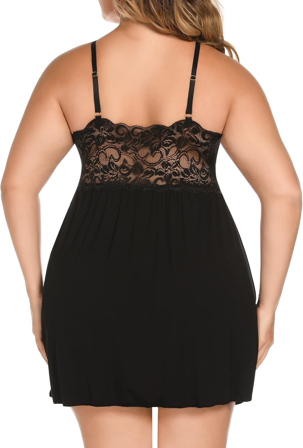 Plus Size Lingerie for Women Lace Modal Chemises Nightgown V-Neck Full Slip Babydoll Sleepwear Size 16-24 Plus - Image 2