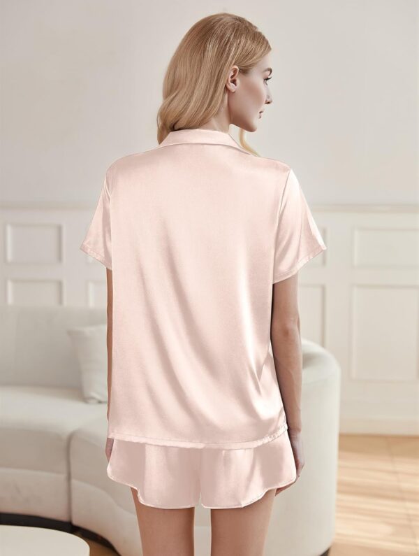 Silk Pajama Sets Women Short Sleeve Sleepwear Satin 2 Piece Button Down Loungewear Pjs Shorts Set S-XXL - Image 2
