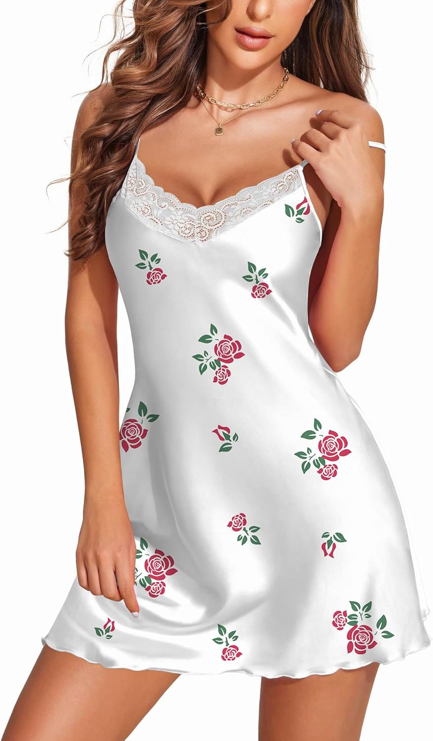 Sleepwear Sexy Lingerie Nightgown Lace Chemise Satin Slip Silk Negligee Nightie Bridal Babydoll for Women