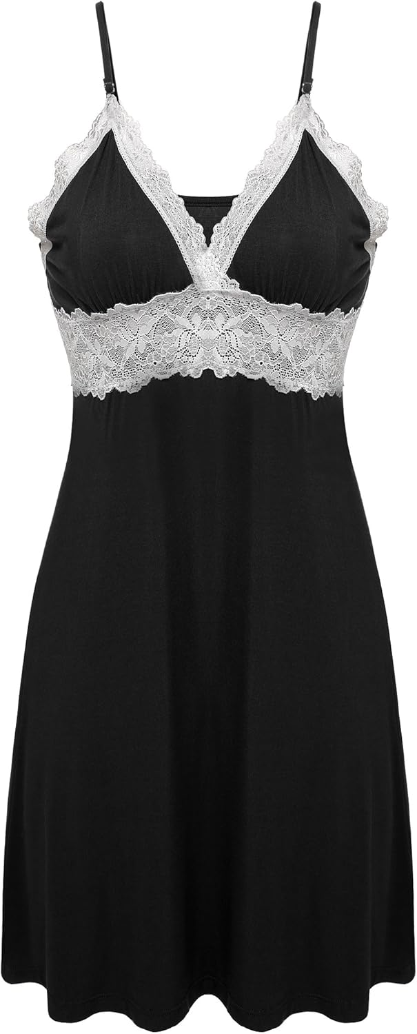 Sleepwear Women Chemise Nightgown Full Slip Lace Lounge Dress