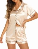 Silk Pajama Sets Women 2 Piece Short Sleeve Sleepwear Soft Button Down Loungewear Satin Pjs Shorts Lounge Set S-XXL