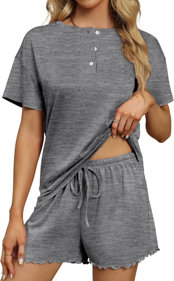 Women Pajama Sets 2 Piece Pjs Short Sleeve Lounge Set Soft Comfy Sleepwear Loungewear S-XXL