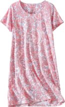 3 Pack Women Cotton Nightgown Sleepwear Short Sleeves Shirt Casual Print Sleepdress