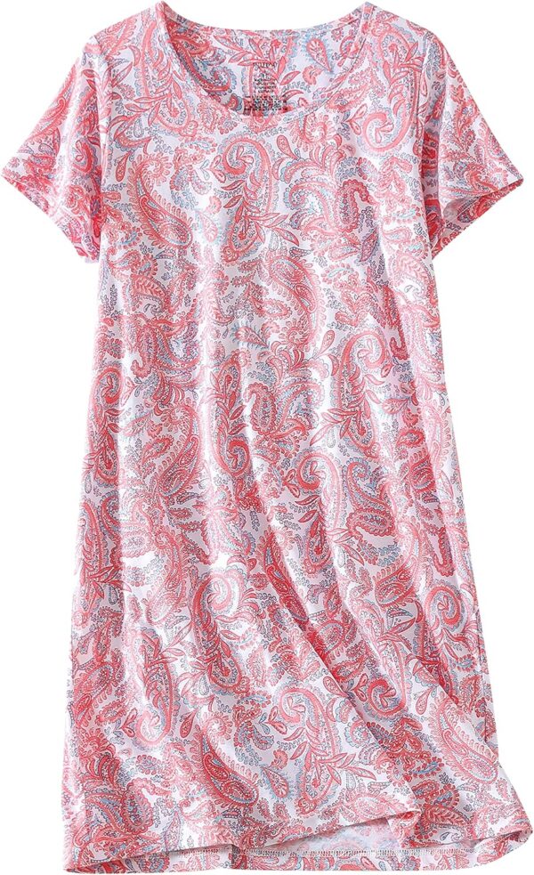3 Pack Women Cotton Nightgown Sleepwear Short Sleeves Shirt Casual Print Sleepdress - Image 2